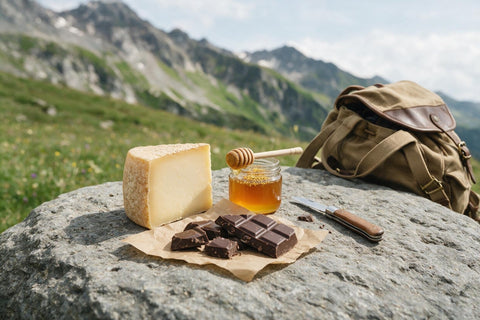 Gipfeljause mit Bergkäse, Honig und Schokolade - TIROLISH
